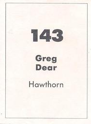 1990 Select AFL Stickers #143 Greg Dear Back